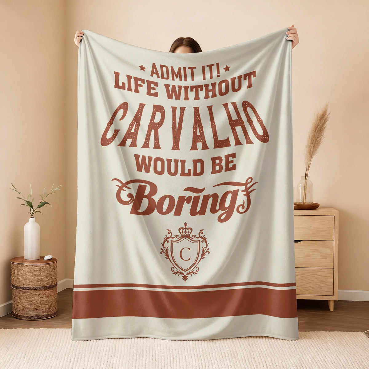 Life Without Your Name Would Be Boring Cream Terracotta Blanket CARVALHO 13K1 BK24