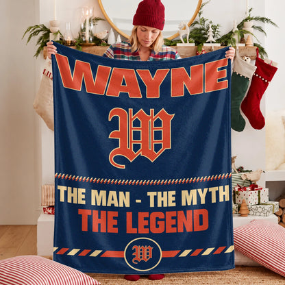The Man The Myth The Legend Retro Fleece Blanket WAYNE 13K1 BK53