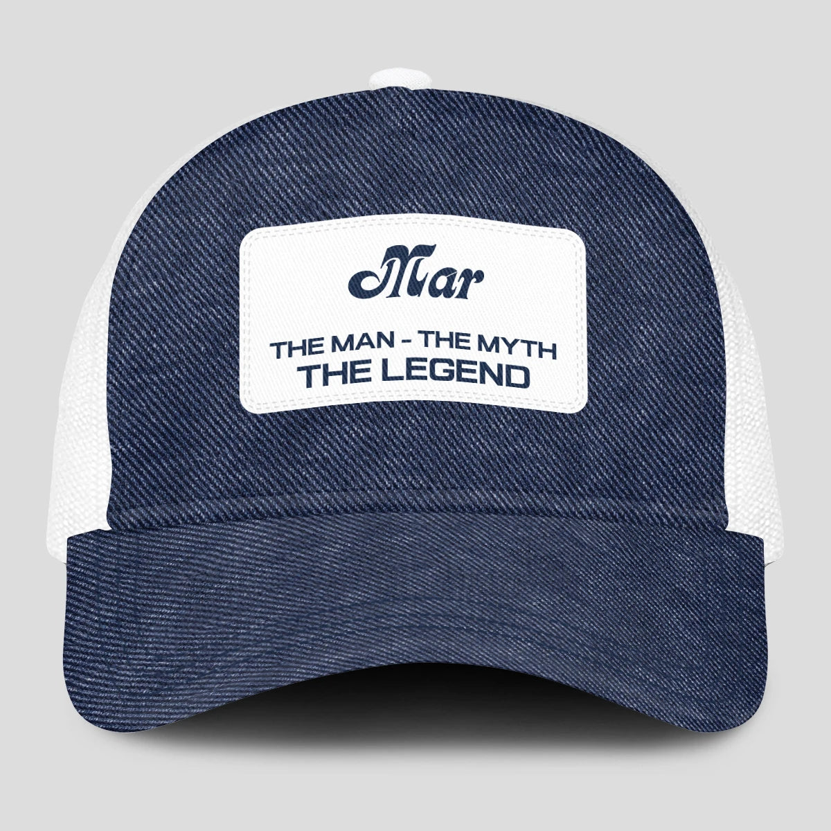 The Man The Myth The Legend Blue Denim Mesh Cap MAR 13K1 C194PF