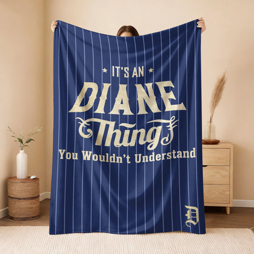 Your Name Thing Striped Blue Fleece Blanket DIANE 13K1 BK23