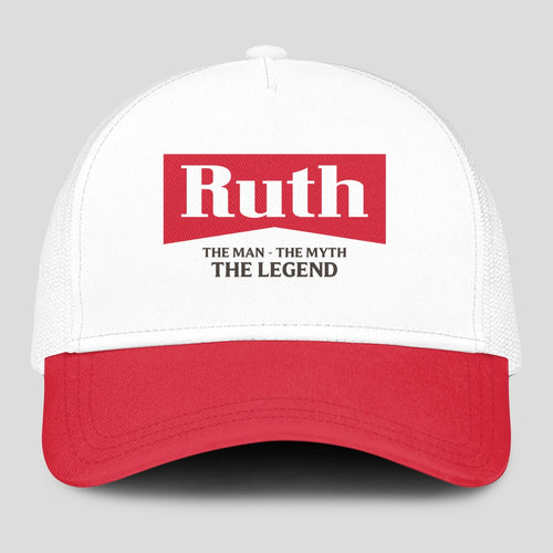 The Man The Myth The Legend Red And White Mesh Cap RUTH 13K1 C197PF