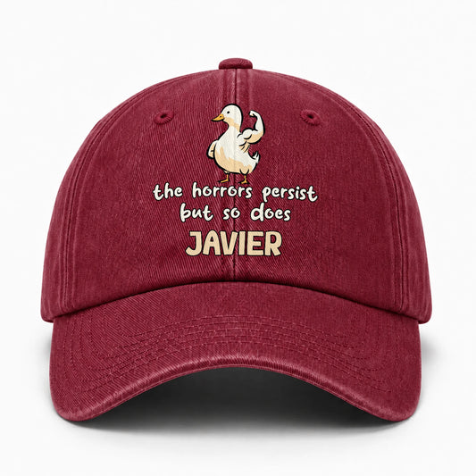 The Horrors Persist But So Does Your Name Funny Goose Burgundy Washed Cap JAVIER 13K1 C126PF