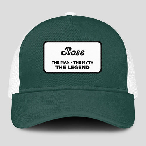 The Man The Myth The Legend Green And White Mesh Cap ROSS 13K1 C198PF