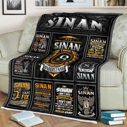 SINAN Personalized Blanket | Custom Name Cozy Throw Gift 13K5-BK2
