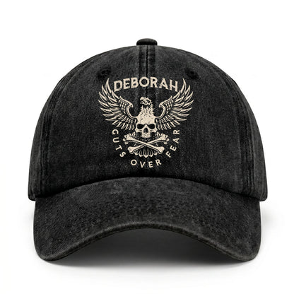 Your Name Guts Over Fear With Eagle And Skull Washed Cap DEBORAH 13K1 C75PF