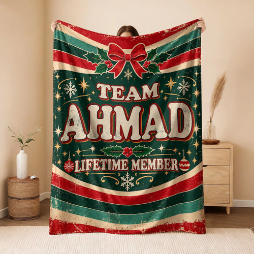 Team Your Name Lifetime Member Christmas Fleece Blanket AHMAD 13K1 BK52