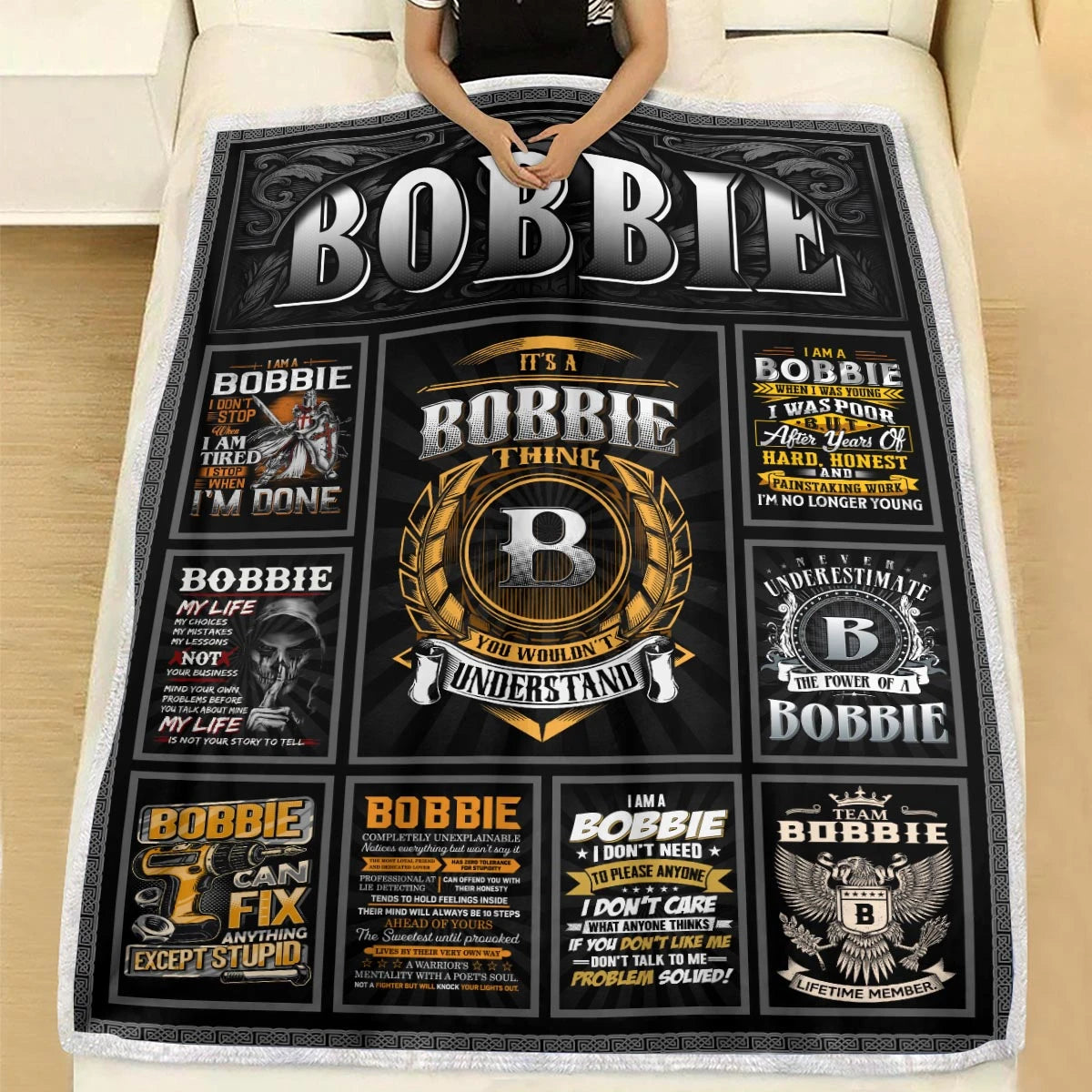 BOBBIE Personalized Blanket | Custom Name Cozy Throw Gift 13K4-BK2