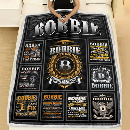 BOBBIE Personalized Blanket | Custom Name Cozy Throw Gift 13K4-BK2