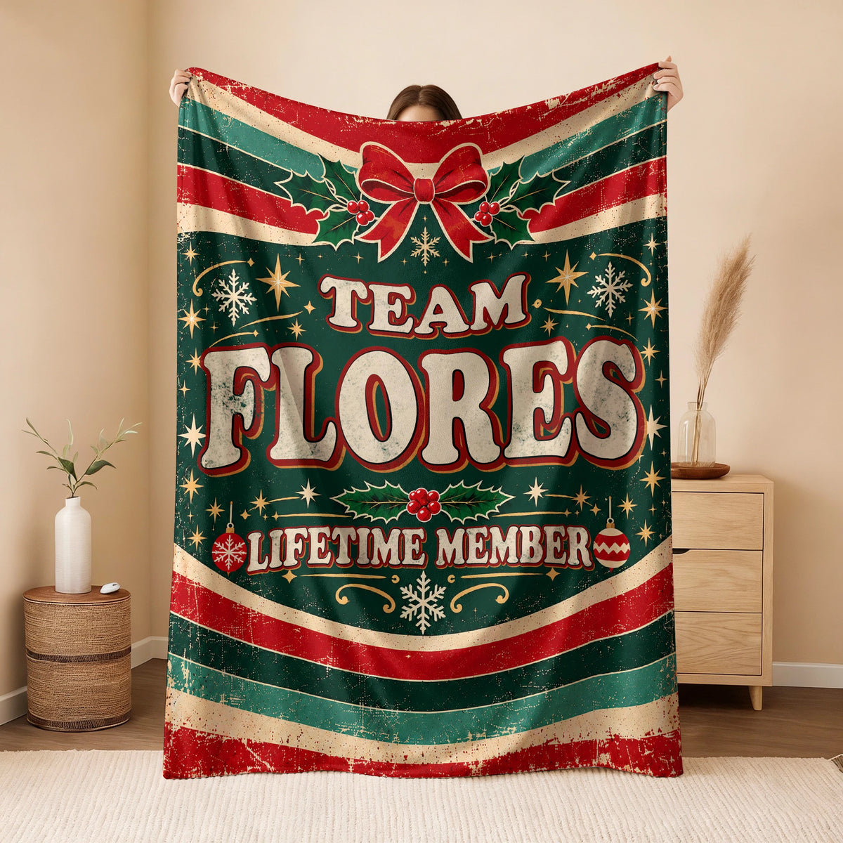 Team Your Name Lifetime Member Christmas Fleece Blanket FLORES 13K1 BK52