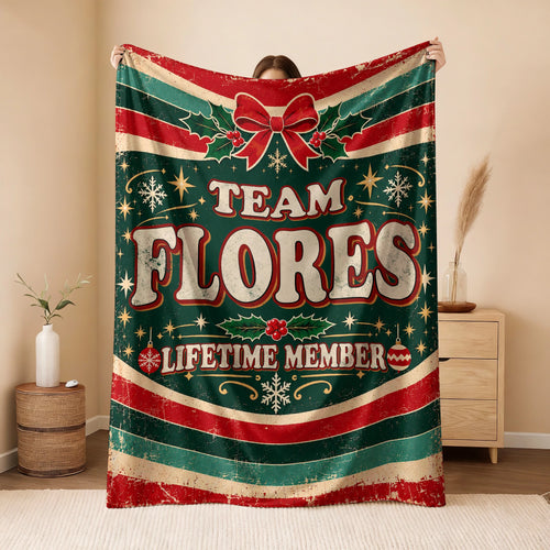 Team Your Name Lifetime Member Christmas Fleece Blanket FLORES 13K1 BK52