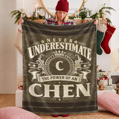 Never Underestimate The Power Of A Name Olive Green Army Fleece Blanket CHEN 13K1 BK46