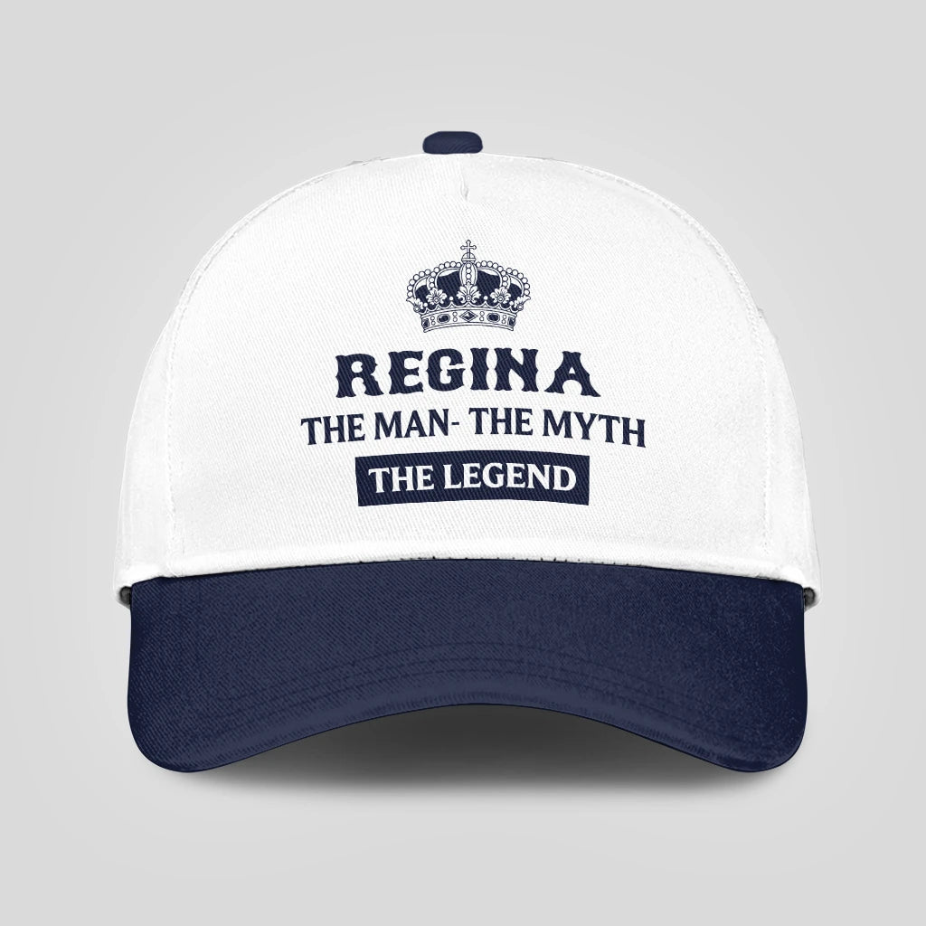 The Man The Myth The Legend King Crown Blue And White Cap REGINA 13K1 C147PF