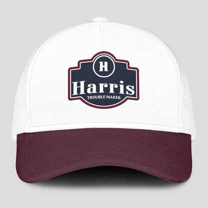 Trouble Maker Burgundy And White Funny Mesh Cap HARRIS 13K1 C201PF