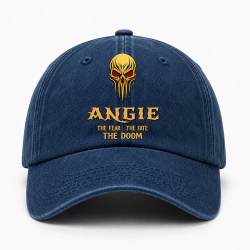 The Fear The Fate The Doom Skull Blue Washed Cap ANGIE 13K1 C97PF