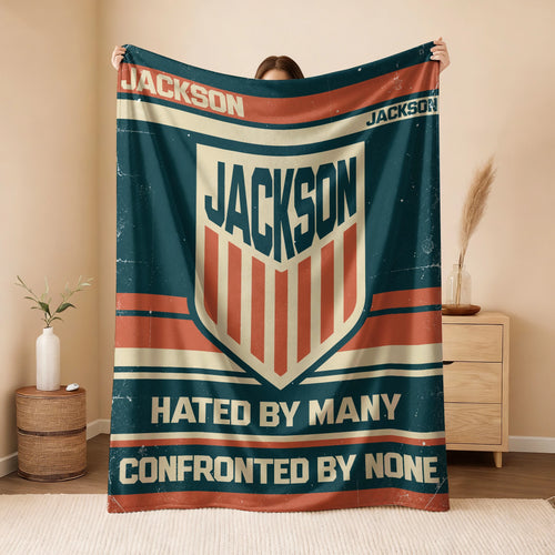 Hated By Many Confronted By None Retro Fleece Blanket JACKSON 13K1 BK58