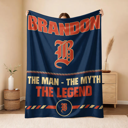 The Man The Myth The Legend Retro Fleece Blanket BRANDON 13K1 BK53