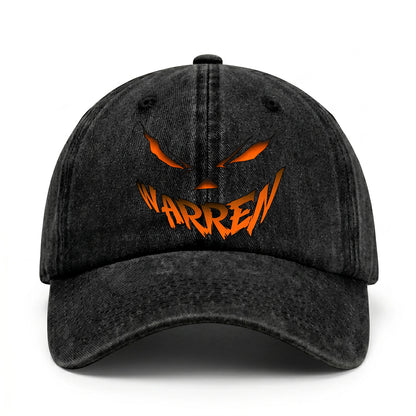 Your Name Jack O' Lantern Halloween Washed Cap WARREN 13K1 C100PF