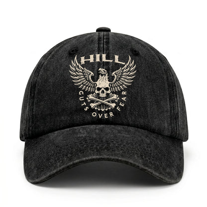 Your Name Guts Over Fear With Eagle And Skull Washed Cap HILL 13K1 C75PF