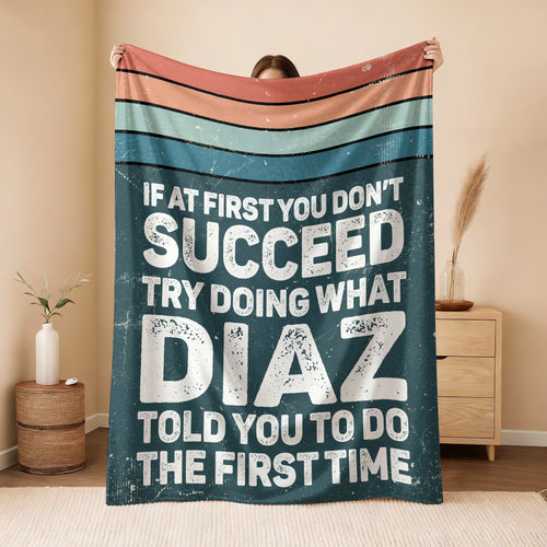 If At First You Don’t Succeed Retro Green Fleece Blanket DIAZ 13K1 BK29