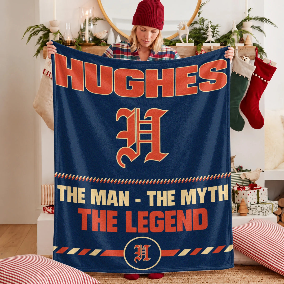 The Man The Myth The Legend Retro Fleece Blanket HUGHES 13K1 BK53
