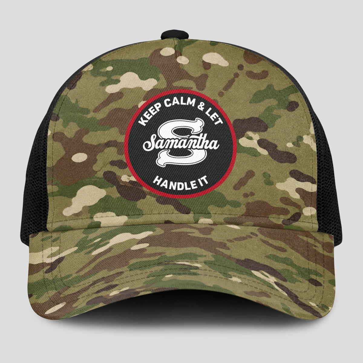 Keep Calm & Let Your Name Handle It Camo Mesh Cap SAMANTHA 13K1 C209PF