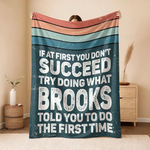 If At First You Don’t Succeed Retro Green Fleece Blanket BROOKS 13K1 BK29
