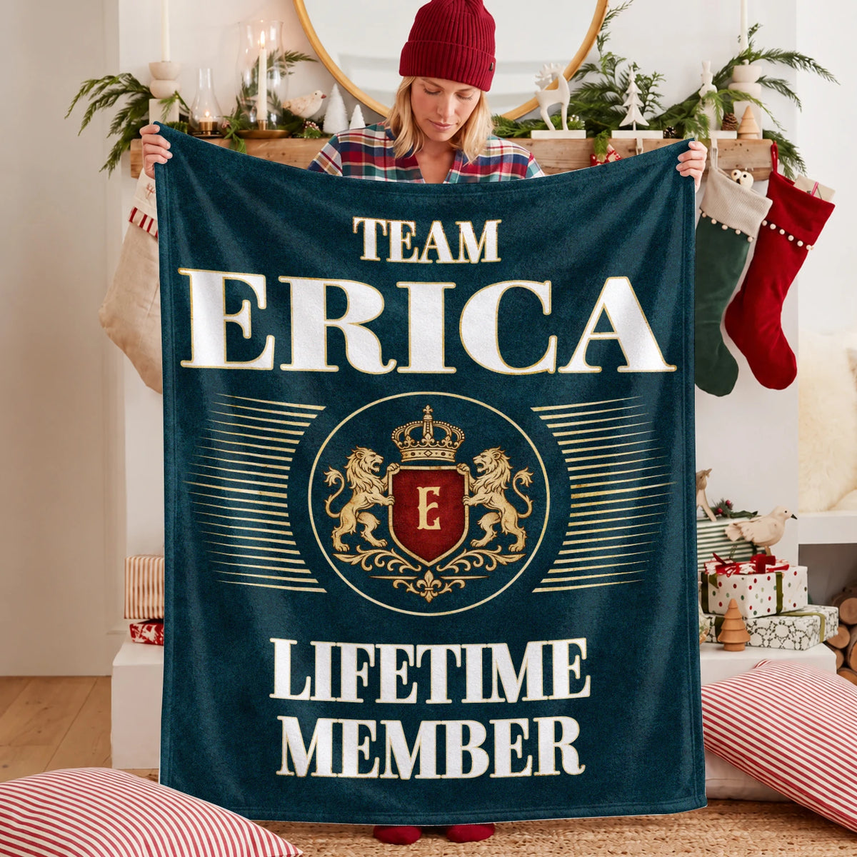 Team Your Name Lifetime Member Sage Green Fleece Blanket ERICA 13K1 BK42