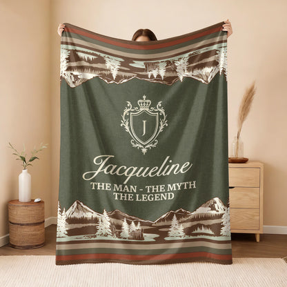 The Man The Myth The Legend Deer In Forest Brown Fleece Blanket JACQUELINE 13K1 BK10