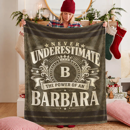 Never Underestimate The Power Of A Name Olive Green Army Fleece Blanket BARBARA 13K1 BK46