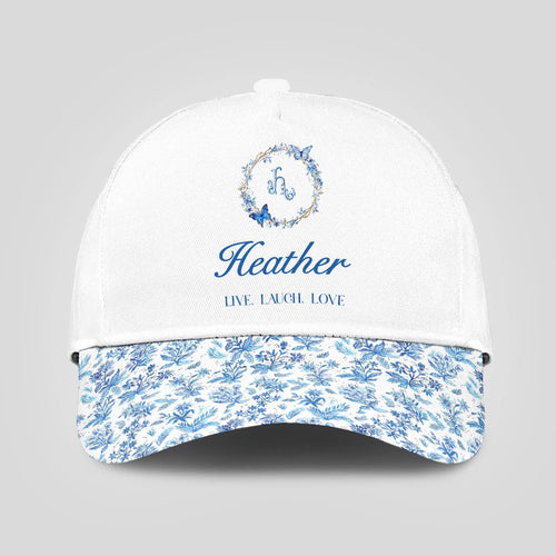 Live Laugh Love Blue Flowers Cap HEATHER 13K1 C50PF