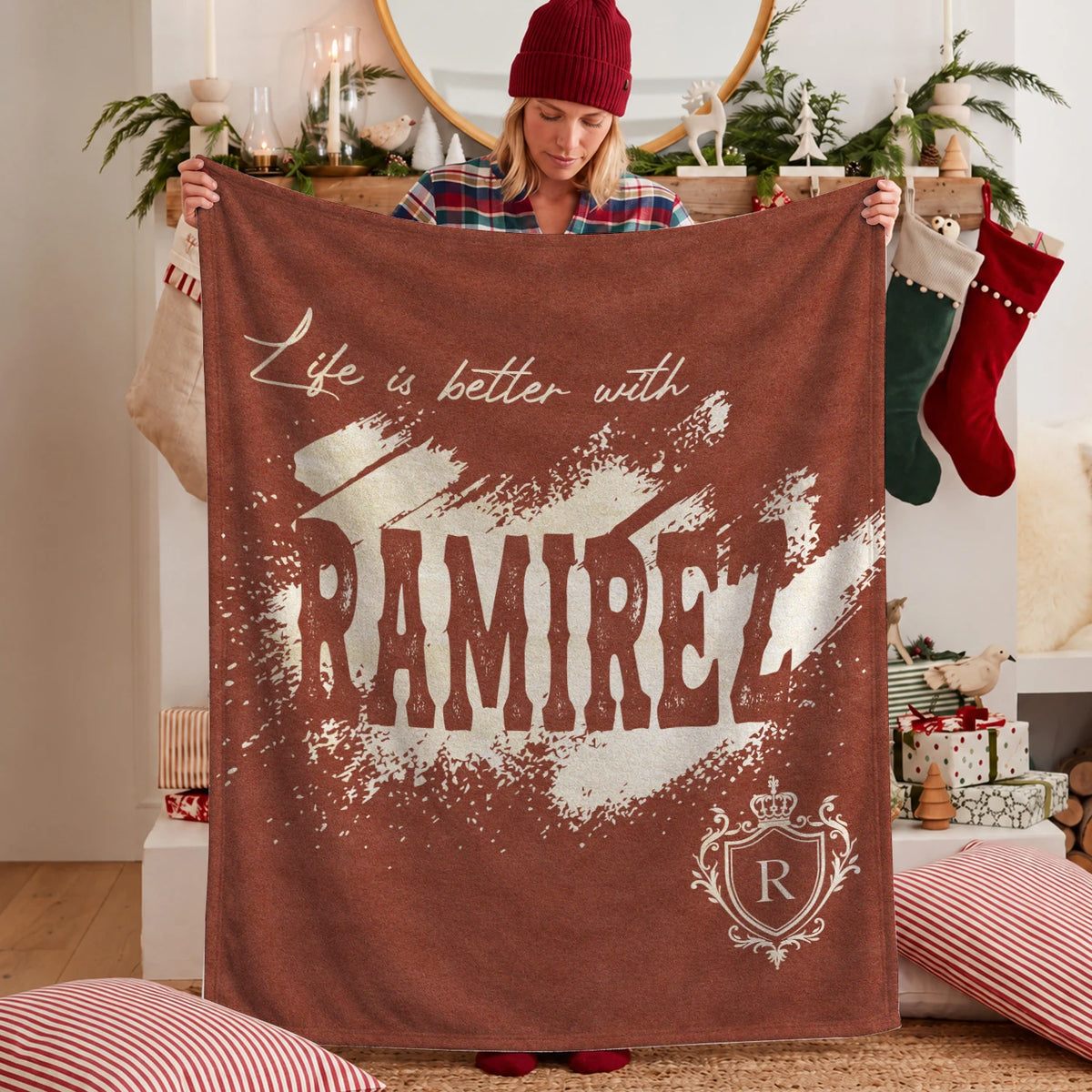 Life Is Better With Your Name Terracotta Cream Fleece Blanket RAMIREZ 13K1 BK30