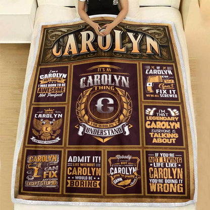 CAROLYN Personalized Blanket | Custom Name Cozy Throw Gift 13K1-BK4