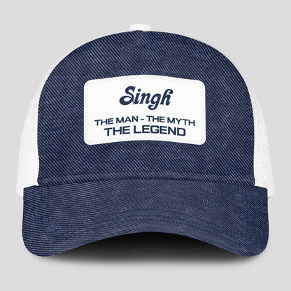The Man The Myth The Legend Blue Denim Mesh Cap SINGH 13K1 C194PF
