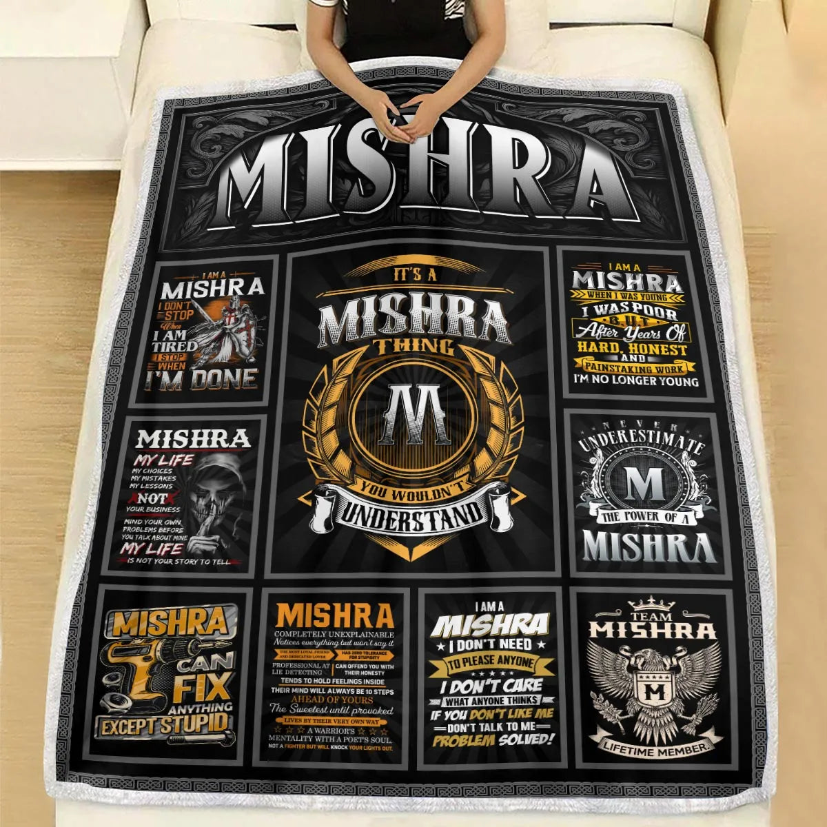 MISHRA Personalized Blanket | Custom Name Cozy Throw Gift 13K3-BK2