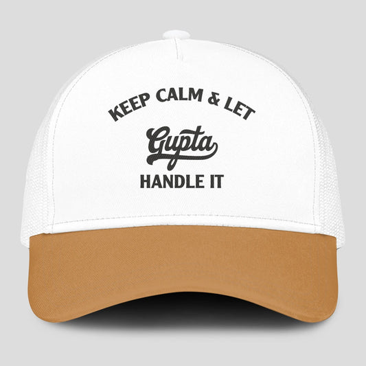 Keep Calm & Let Your Name Handle It Yellow And White Mesh Cap GUPTA 13K1 C205PF