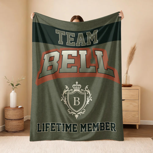 Team Your Name Lifetime Member Sage Green Fleece Blanket BELL 13K1 BK22