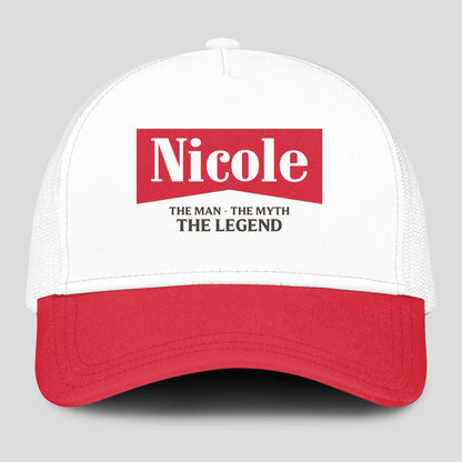 The Man The Myth The Legend Red And White Mesh Cap NICOLE 13K1 C197PF