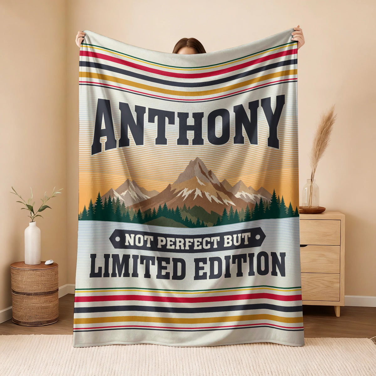 Not Perfect But Limited Edition Vintage Mountain Fleece Blanket ANTHONY 13K1 BK45