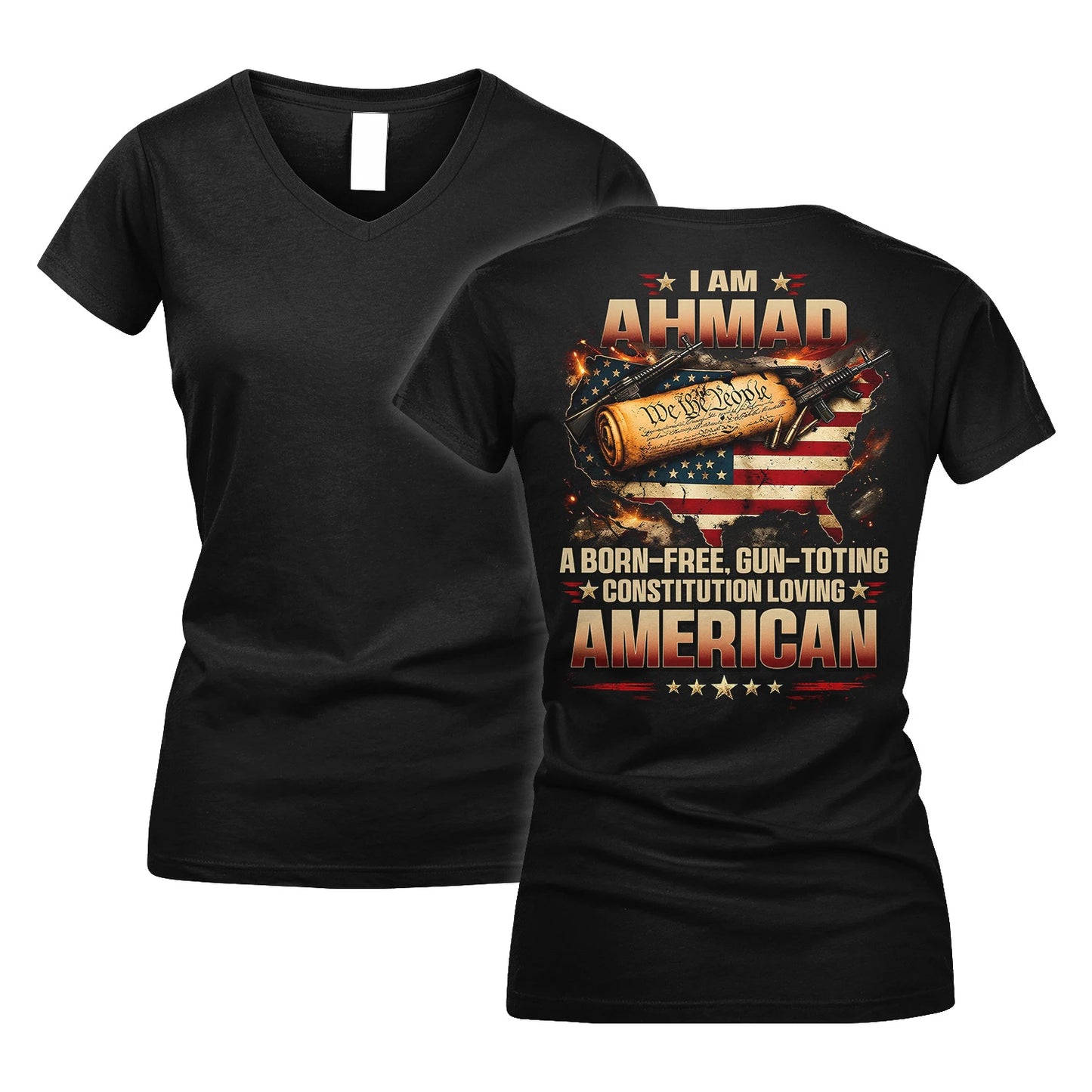 AHMAD 13K1-525 Personalized " ... A Born-Free, Gun-Toting Constitution Loving American"