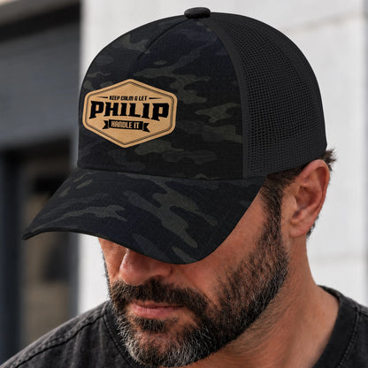 Keep Calm & Let Your Name Handle It Dark Camo Mesh Cap PHILIP 13K1 C195PF
