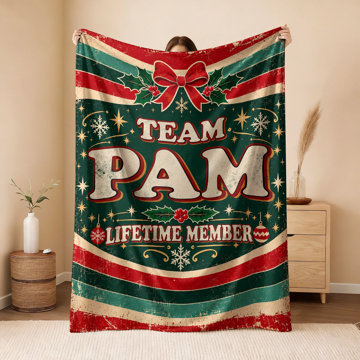 Team Your Name Lifetime Member Christmas Fleece Blanket PAM 13K1 BK52