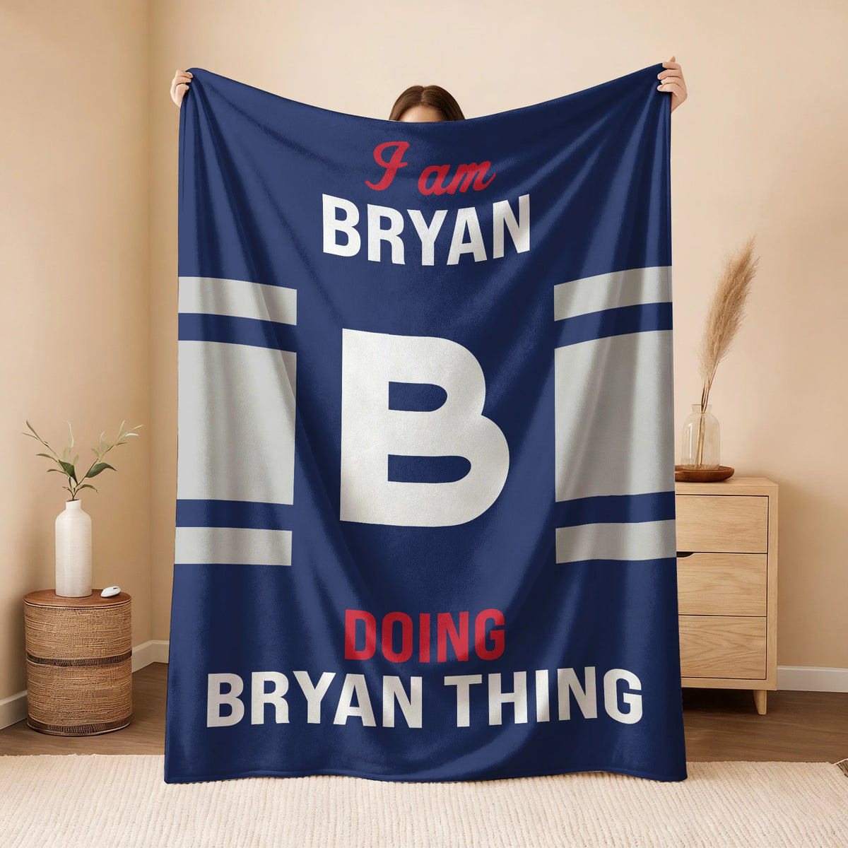 I'm Name Doing Name Things Navy Fleece Blanket BRYAN 13K1 BK51