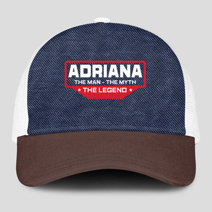 The Man The Myth The Legend Navy Brown And White Mesh Cap ADRIANA 13K1 C200PF