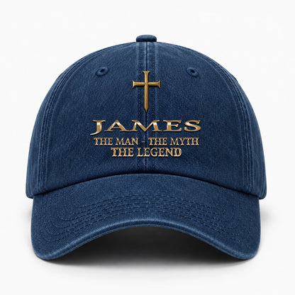 The Man The Myth The Legend Golden Cross Washed Cap JAMES 13K1 C217PF