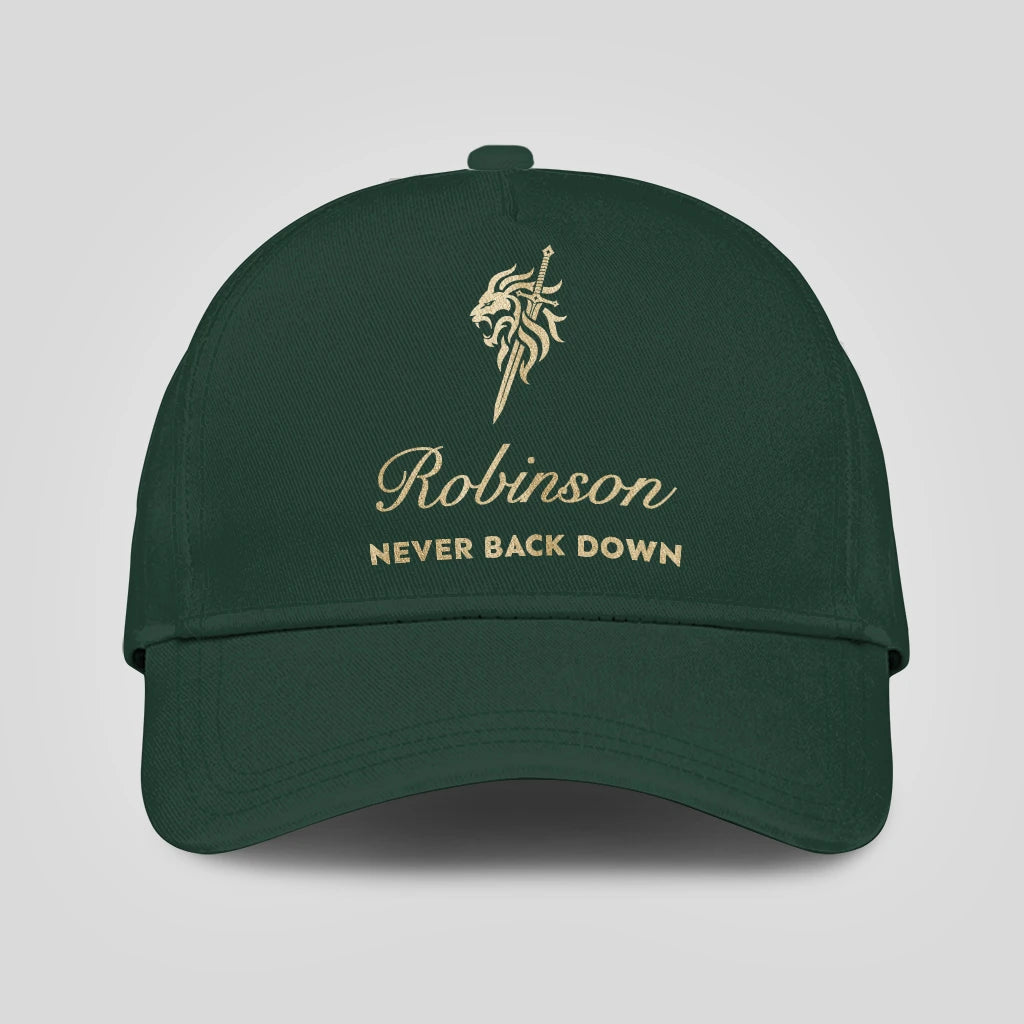 Never Back Down Lion And Sword Sage Green Cap ROBINSON 13K1 C178PF