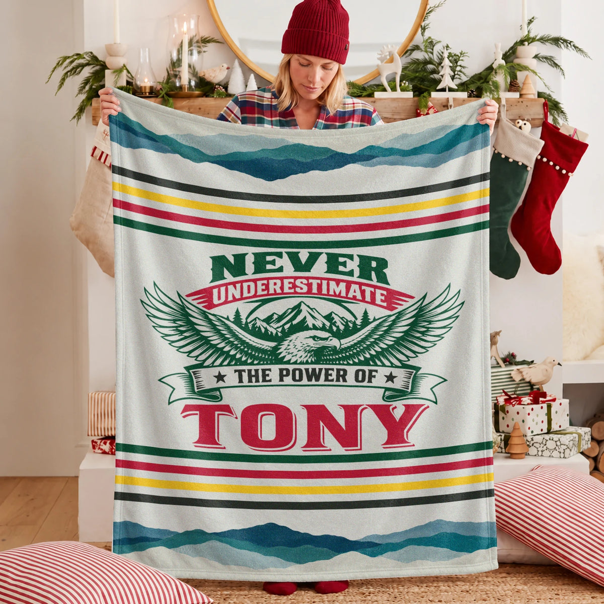 Never Underestimate Your Name Vintage Mountain Fleece Blanket TONY 13K1 BK44