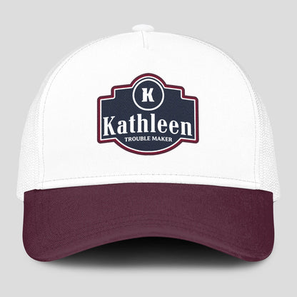 Trouble Maker Burgundy And White Funny Mesh Cap KATHLEEN 13K1 C201PF