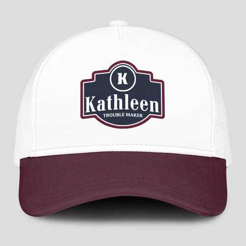Trouble Maker Burgundy And White Funny Mesh Cap KATHLEEN 13K1 C201PF