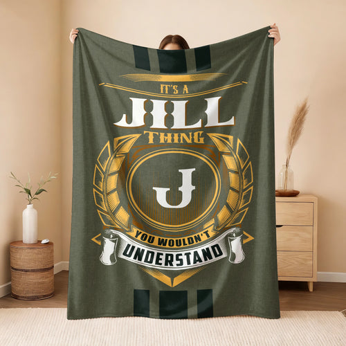 It's A Your Name Thing Olive Green Logo Fleece Blanket JILL 13K1 BK31