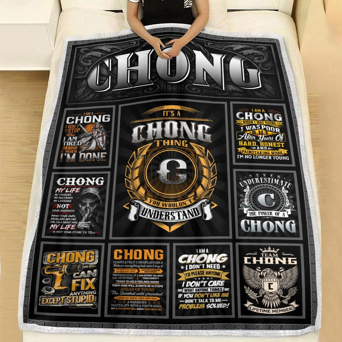 CHONG Personalized Blanket | Custom Name Cozy Throw Gift 13K5-BK2